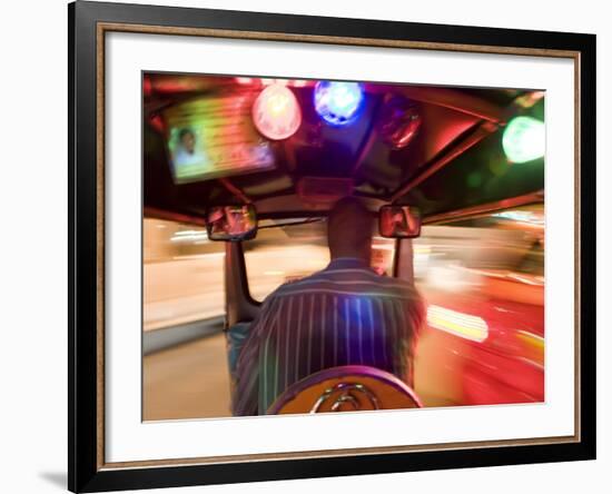 Tuk Tuk or Auto Rickshaw at Night, Bangkok, Thailand-Peter Adams-Framed Photographic Print