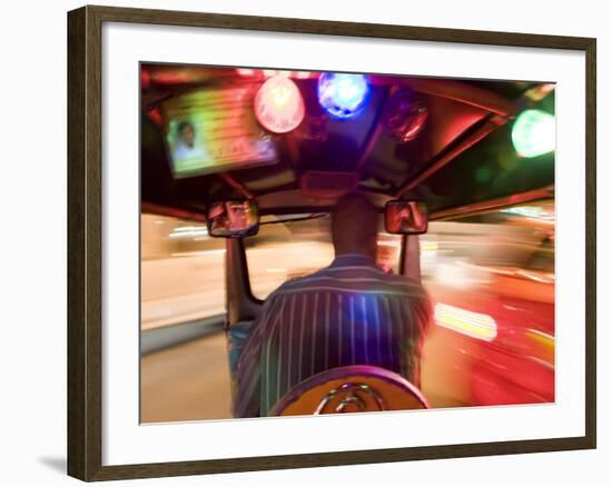 Tuk Tuk or Auto Rickshaw at Night, Bangkok, Thailand-Peter Adams-Framed Photographic Print