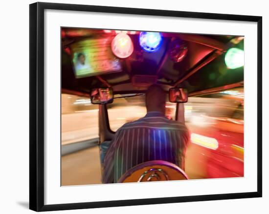 Tuk Tuk or Auto Rickshaw at Night, Bangkok, Thailand-Peter Adams-Framed Photographic Print