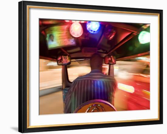 Tuk Tuk or Auto Rickshaw at Night, Bangkok, Thailand-Peter Adams-Framed Photographic Print