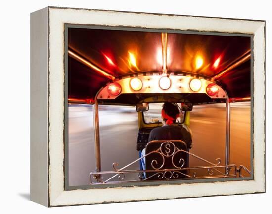 Tuk Tuk or Auto Rickshaw in Motion at Night, Bangkok, Thailand-Gavin Hellier-Framed Premier Image Canvas