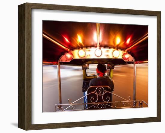 Tuk Tuk or Auto Rickshaw in Motion at Night, Bangkok, Thailand-Gavin Hellier-Framed Photographic Print