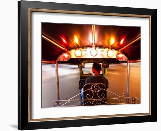 Tuk Tuk or Auto Rickshaw in Motion at Night, Bangkok, Thailand-Gavin Hellier-Framed Photographic Print