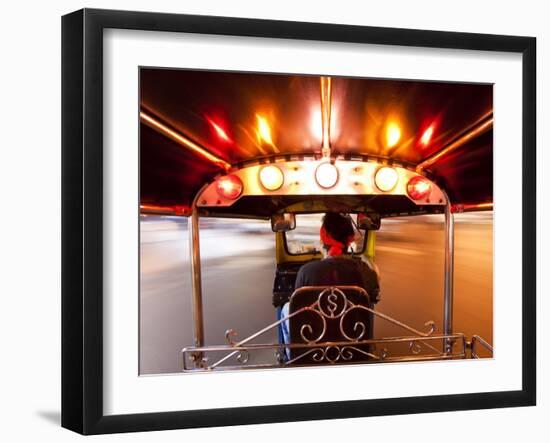 Tuk Tuk or Auto Rickshaw in Motion at Night, Bangkok, Thailand-Gavin Hellier-Framed Photographic Print