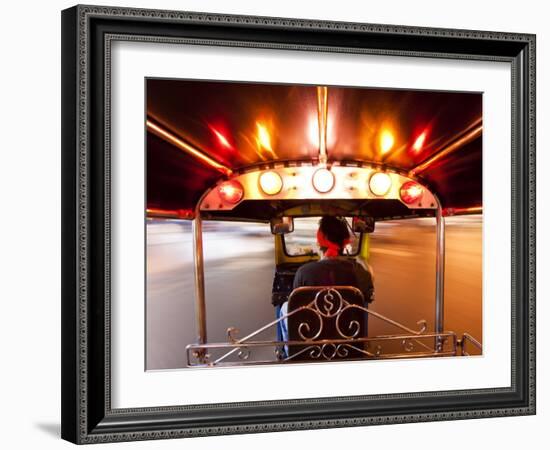 Tuk Tuk or Auto Rickshaw in Motion at Night, Bangkok, Thailand-Gavin Hellier-Framed Photographic Print