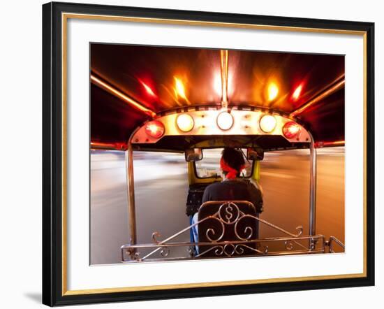 Tuk Tuk or Auto Rickshaw in Motion at Night, Bangkok, Thailand-Gavin Hellier-Framed Photographic Print