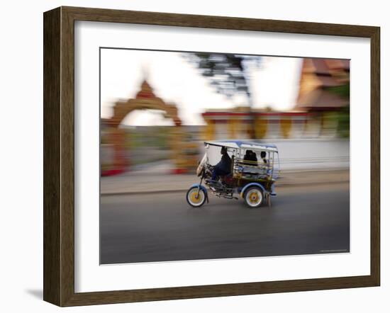 Tuk Tuk Racing Through Vientiane, Laos, Indochina, Southeast Asia, Asia-Andrew Mcconnell-Framed Photographic Print