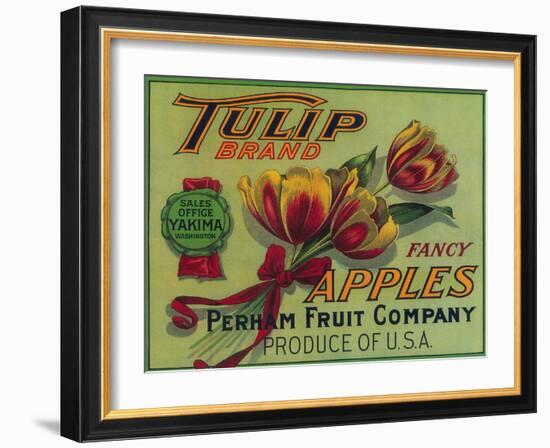 Tulip Apple Crate Label - Yakima, WA-Lantern Press-Framed Art Print