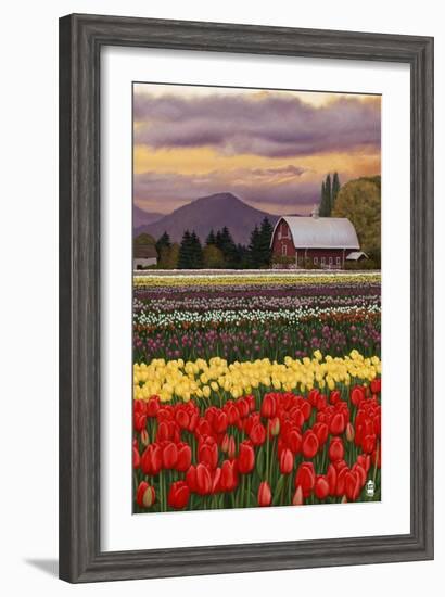 Tulip Farm-Lantern Press-Framed Art Print