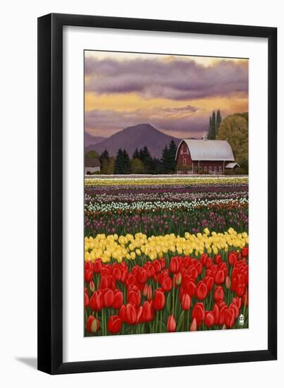 Tulip Farm-Lantern Press-Framed Art Print