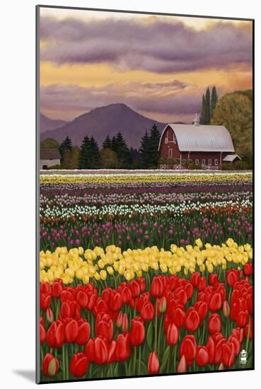 Tulip Farm-Lantern Press-Mounted Art Print