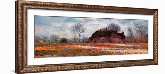 Tulip Fields at Sassenheim (detail)-Claude Monet-Framed Art Print