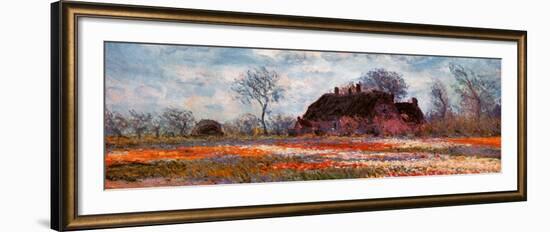 Tulip Fields at Sassenheim (detail)-Claude Monet-Framed Art Print