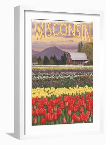 Tulip Fields - Wisconsin-Lantern Press-Framed Art Print