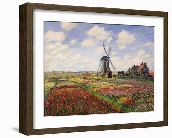 Tulip Fields with the Rijnsburg Windmill, 1886-Claude Monet-Framed Giclee Print