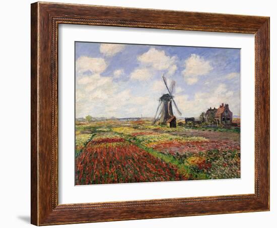 Tulip Fields with the Rijnsburg Windmill, 1886-Claude Monet-Framed Giclee Print