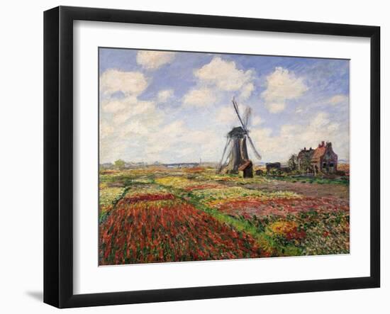 Tulip Fields with the Rijnsburg Windmill, 1886-Claude Monet-Framed Giclee Print