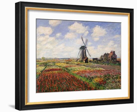 Tulip Fields with the Rijnsburg Windmill, 1886-Claude Monet-Framed Giclee Print