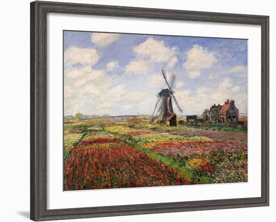 Tulip Fields with the Rijnsburg Windmill, 1886-Claude Monet-Framed Giclee Print