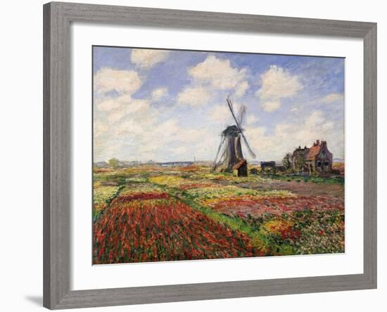 Tulip Fields with the Rijnsburg Windmill, 1886-Claude Monet-Framed Giclee Print