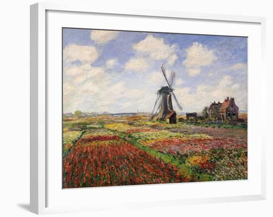 Tulip Fields with the Rijnsburg Windmill, 1886-Claude Monet-Framed Giclee Print