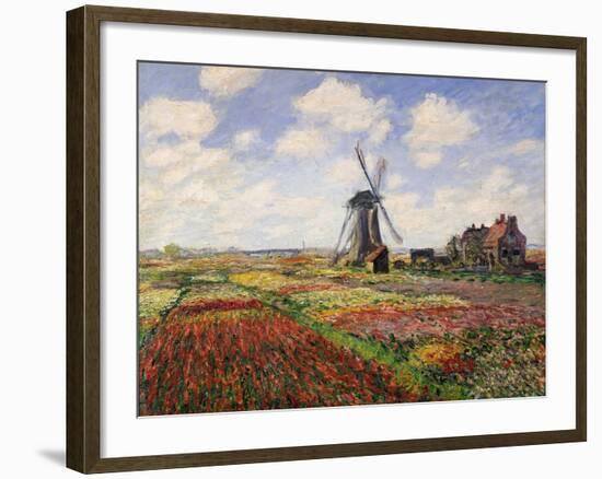 Tulip Fields with the Rijnsburg Windmill, 1886-Claude Monet-Framed Giclee Print