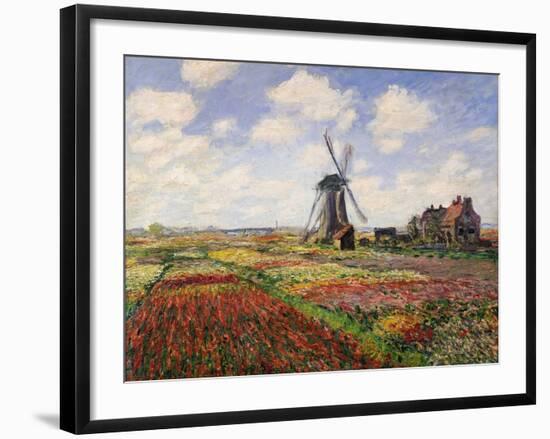 Tulip Fields with the Rijnsburg Windmill, 1886-Claude Monet-Framed Giclee Print