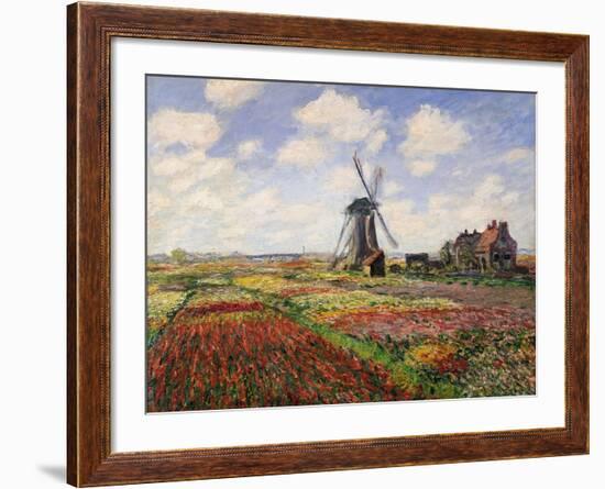 Tulip Fields with the Rijnsburg Windmill, 1886-Claude Monet-Framed Giclee Print