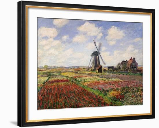 Tulip Fields with the Rijnsburg Windmill, 1886-Claude Monet-Framed Giclee Print