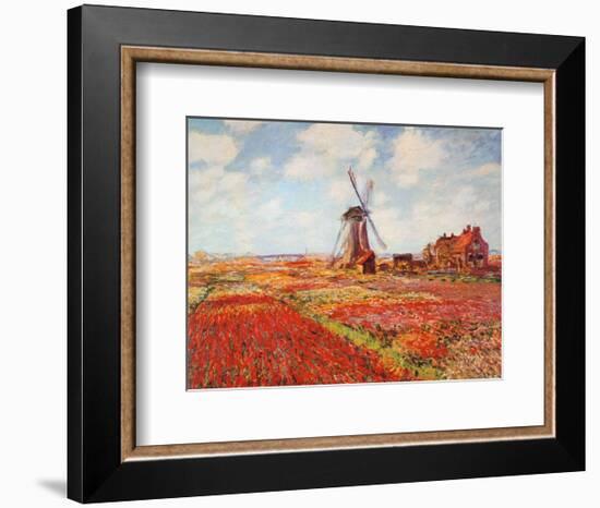 Tulip Fields with the Rijnsburg Windmill-Claude Monet-Framed Art Print