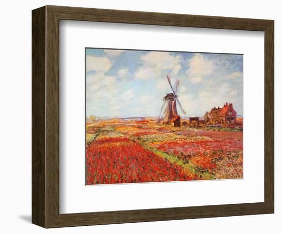 Tulip Fields with the Rijnsburg Windmill-Claude Monet-Framed Art Print
