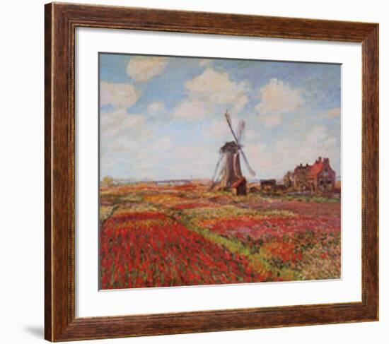 Tulip Fields with the Rijnsburg Windmill-Claude Monet-Framed Art Print