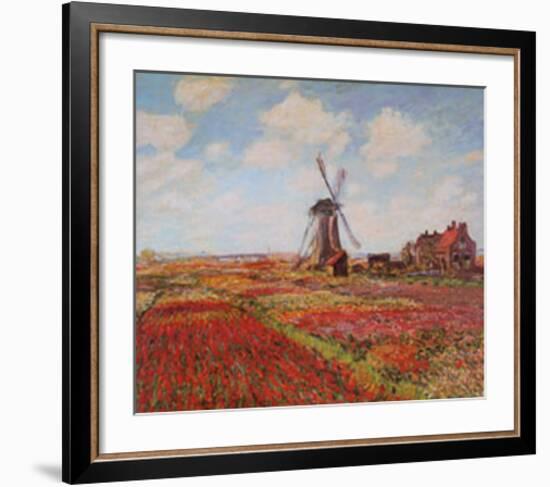 Tulip Fields with the Rijnsburg Windmill-Claude Monet-Framed Art Print