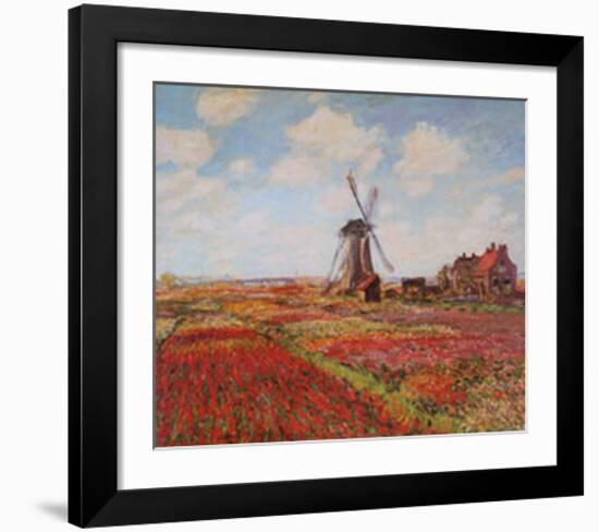 Tulip Fields with the Rijnsburg Windmill-Claude Monet-Framed Art Print