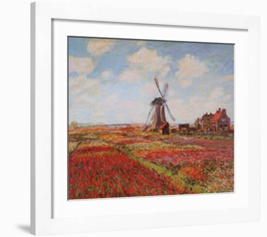 Tulip Fields with the Rijnsburg Windmill-Claude Monet-Framed Art Print