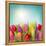 Tulip Flowers on Blue Background-egal-Framed Premier Image Canvas