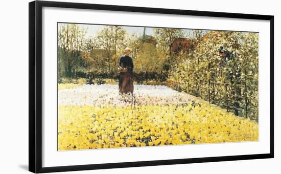 Tulip Garden-George Hitchcock-Framed Art Print