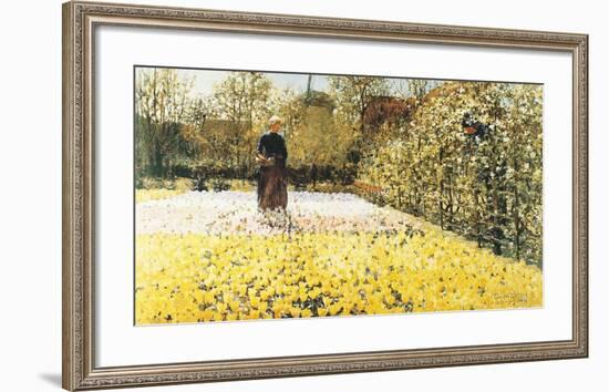 Tulip Garden-George Hitchcock-Framed Art Print