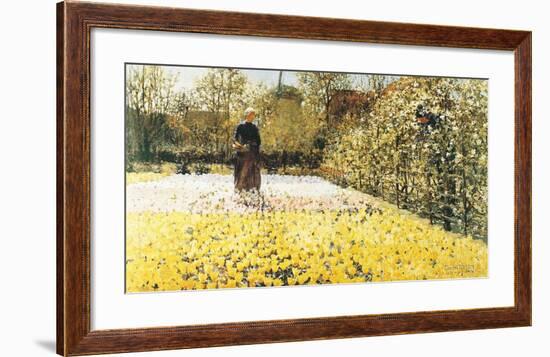 Tulip Garden-George Hitchcock-Framed Art Print