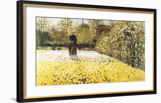 Tulip Garden-George Hitchcock-Framed Art Print