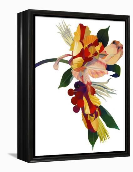 Tulip Parrot1 (Gouache on Paper)-Hiroyuki Izutsu-Framed Premier Image Canvas