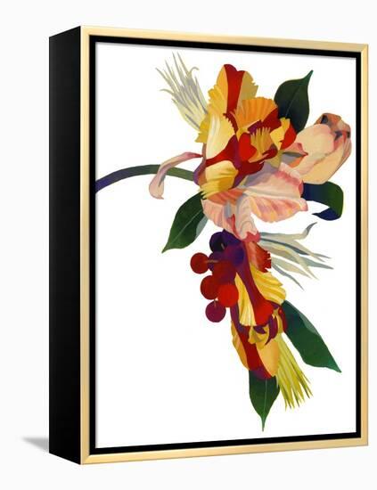 Tulip Parrot1 (Gouache on Paper)-Hiroyuki Izutsu-Framed Premier Image Canvas