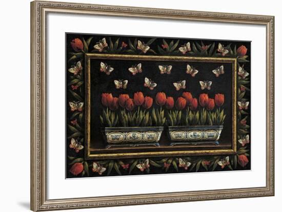 Tulipanes y Mariposas-Joaquin Moragues-Framed Art Print