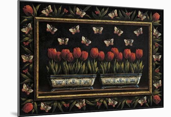 Tulipanes y Mariposas-Joaquin Moragues-Mounted Art Print