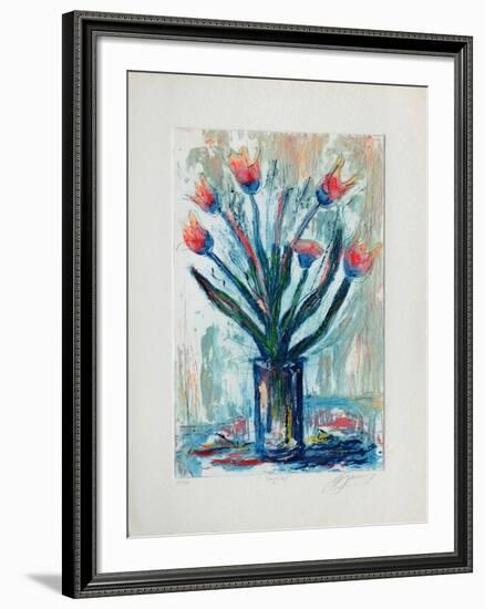 Tulipe rouge-Jean-marie Guiny-Framed Limited Edition