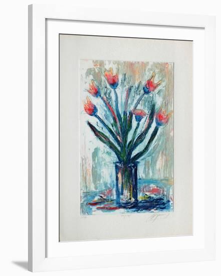 Tulipe rouge-Jean-marie Guiny-Framed Limited Edition