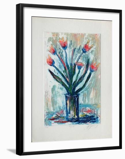 Tulipe rouge-Jean-marie Guiny-Framed Limited Edition