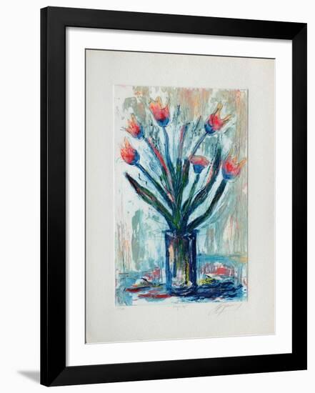 Tulipe rouge-Jean-marie Guiny-Framed Limited Edition