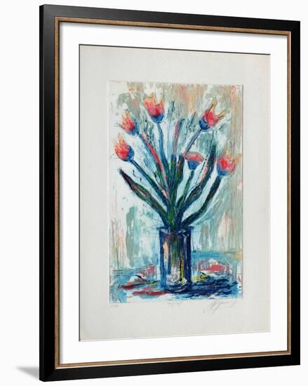 Tulipe rouge-Jean-marie Guiny-Framed Limited Edition