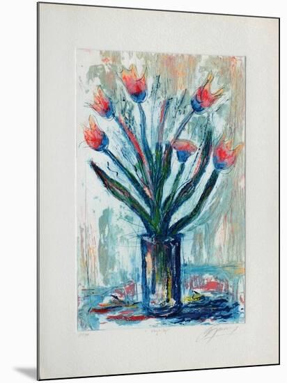 Tulipe rouge-Jean-marie Guiny-Mounted Limited Edition